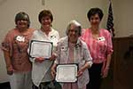 Beverly Bond and Iona Myers presented 25-year Certificates with President Cindy Garic and Linda Sharp, Membership Chairman Beverly Bond and Iona Myers presented 25-year Certificates with President Cindy Garic and Linda Sharp, Membership Chairman