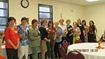 Linda Sharp on left and President Yvonne Perret on far right Welcome New Members at October 2017 Meeting Linda Sharp on left and President Yvonne Perret on far right Welcome New Members at October 2017 Meeting