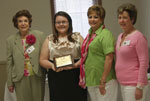 Noel Marie Netzhammer, a 2011 graduate of Chapelle High School, is the recipient of Metairie Woman's Club $2500 Scholarship Award.  Shown at the presentation are Betty Corbeille, Scholarship Committee member, Miss Netzhammer; Polly Thomas, president; and Lisa Baynham, Ways and Means chairman.  Miss Netzhammer plans to attend LSU and study pre-med or Nursing.